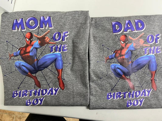 Spiderman Birthday Boy Family Tee