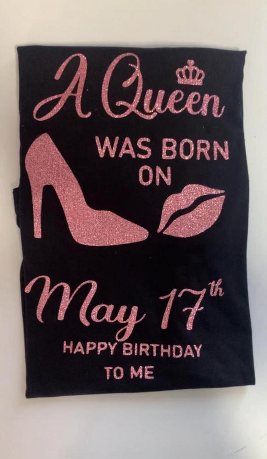 A Queen Was Born Rose Gold Glitter Printing